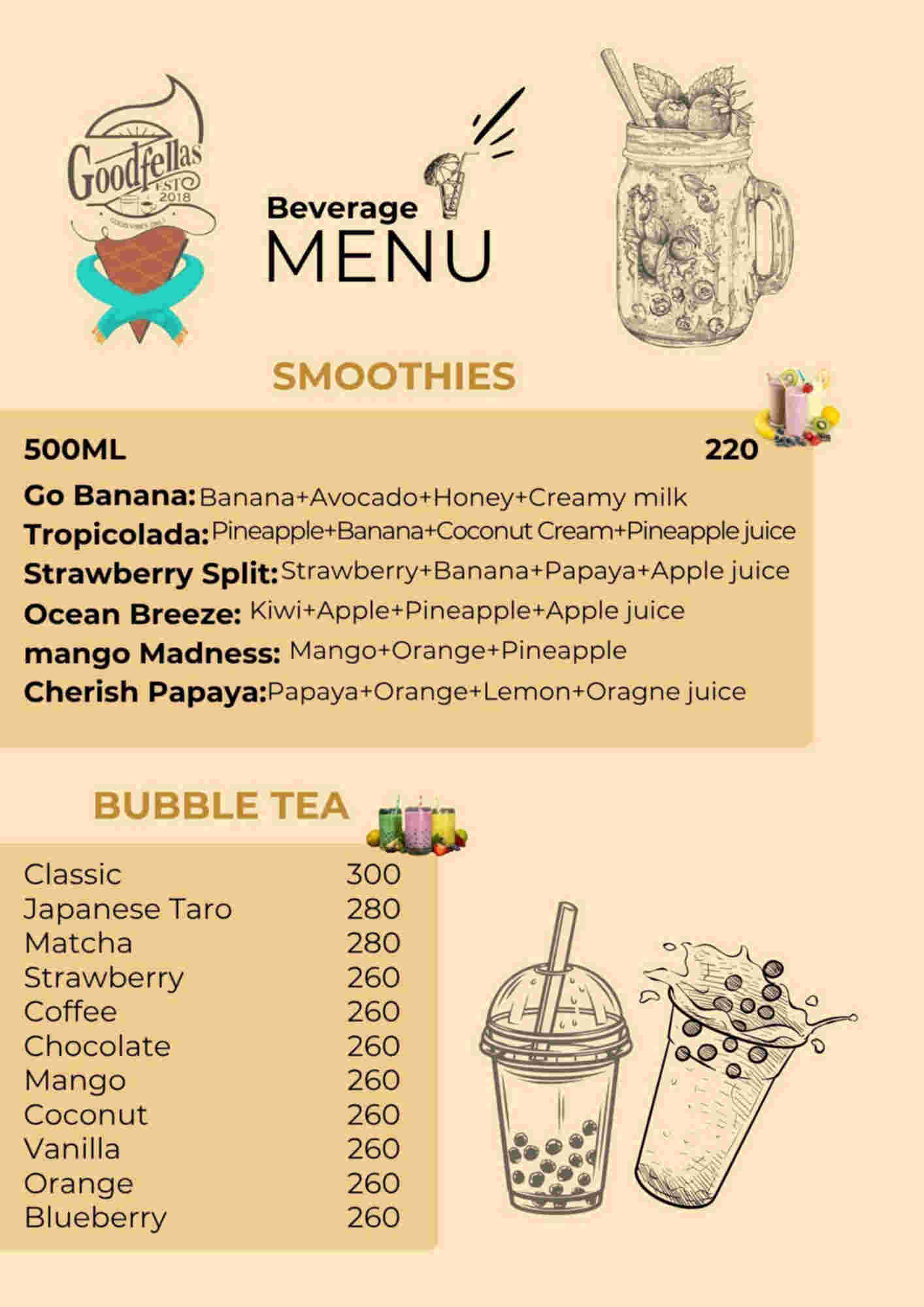 Menu design sample for restaurant